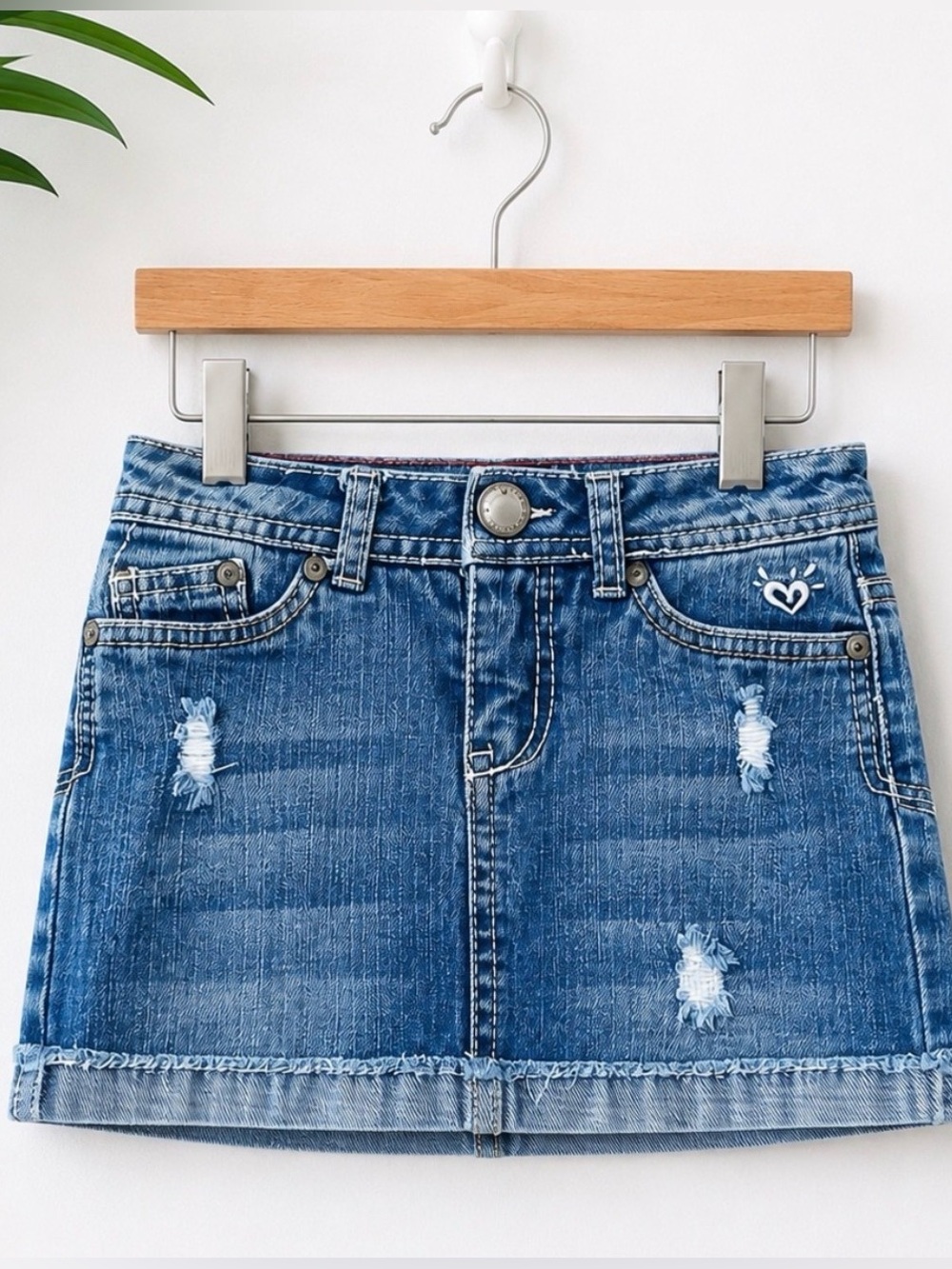 Justice Girls Distressed Denim Mini Skirt Size 6R | Denim Skorts✨5/$25✨